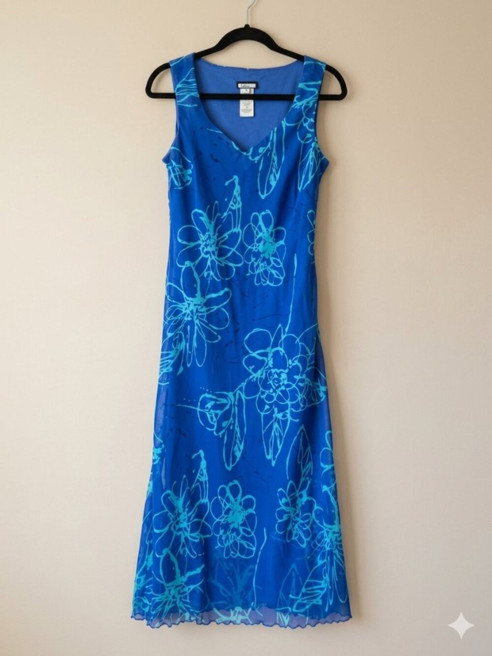 Vintage Y2K 1990s Believe Whimsygoth/Fairycore Blue Mesh Midi Dress- 6